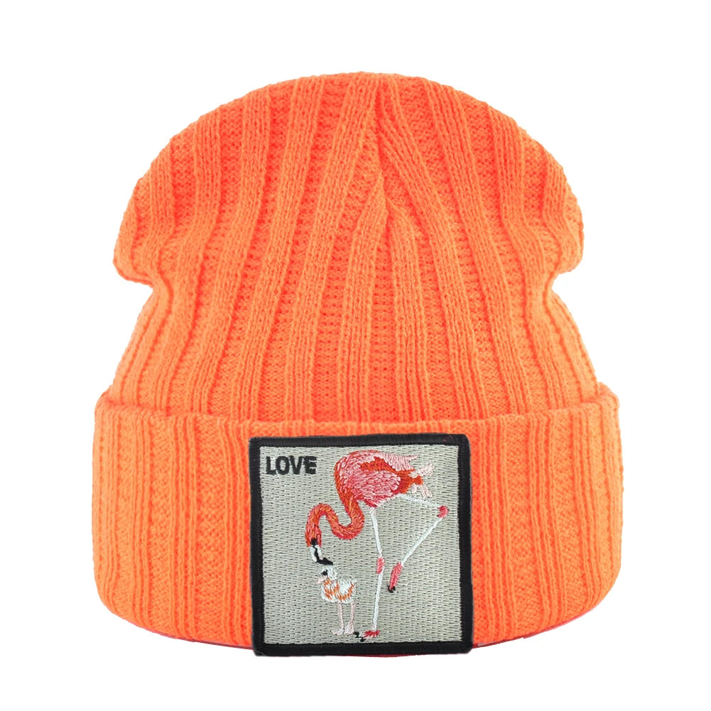 Skullies Beanies Women Autumn Winter Streetwear Knit Beanies Hat Men Knitted Solid Color Bonnet Gorras With Embroidery Patch Cap