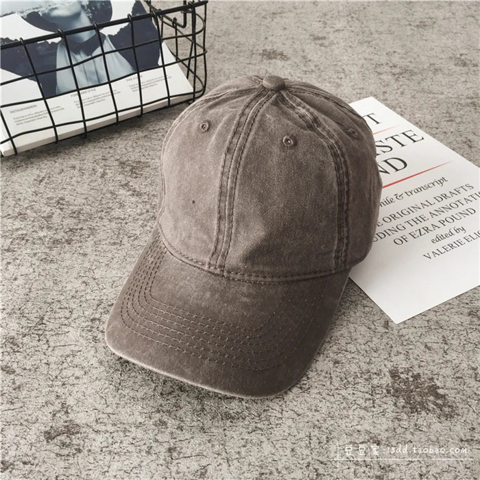 Women Men Cotton Solid Baseball Cap Fashion Snapback Hat Female Outdoor Simple Washed Vintage Visor Casual Cap Hat For Women Men