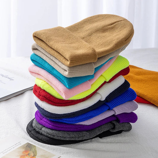 New Unisex Multicolor Autumn & Winter Beanie Hat Men Basic Daily Beanie Women Soft Knitted Hat Elegant All-match Streetwear Cap
