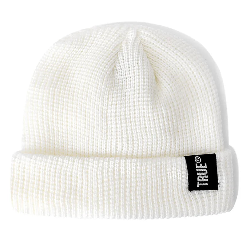 Hot Sale Daily Short Beanie Hat Unisex Sailor Style Winter Hat Men Women Ribbed Knitted Melon Cap True Letter Baggy Skull Hat