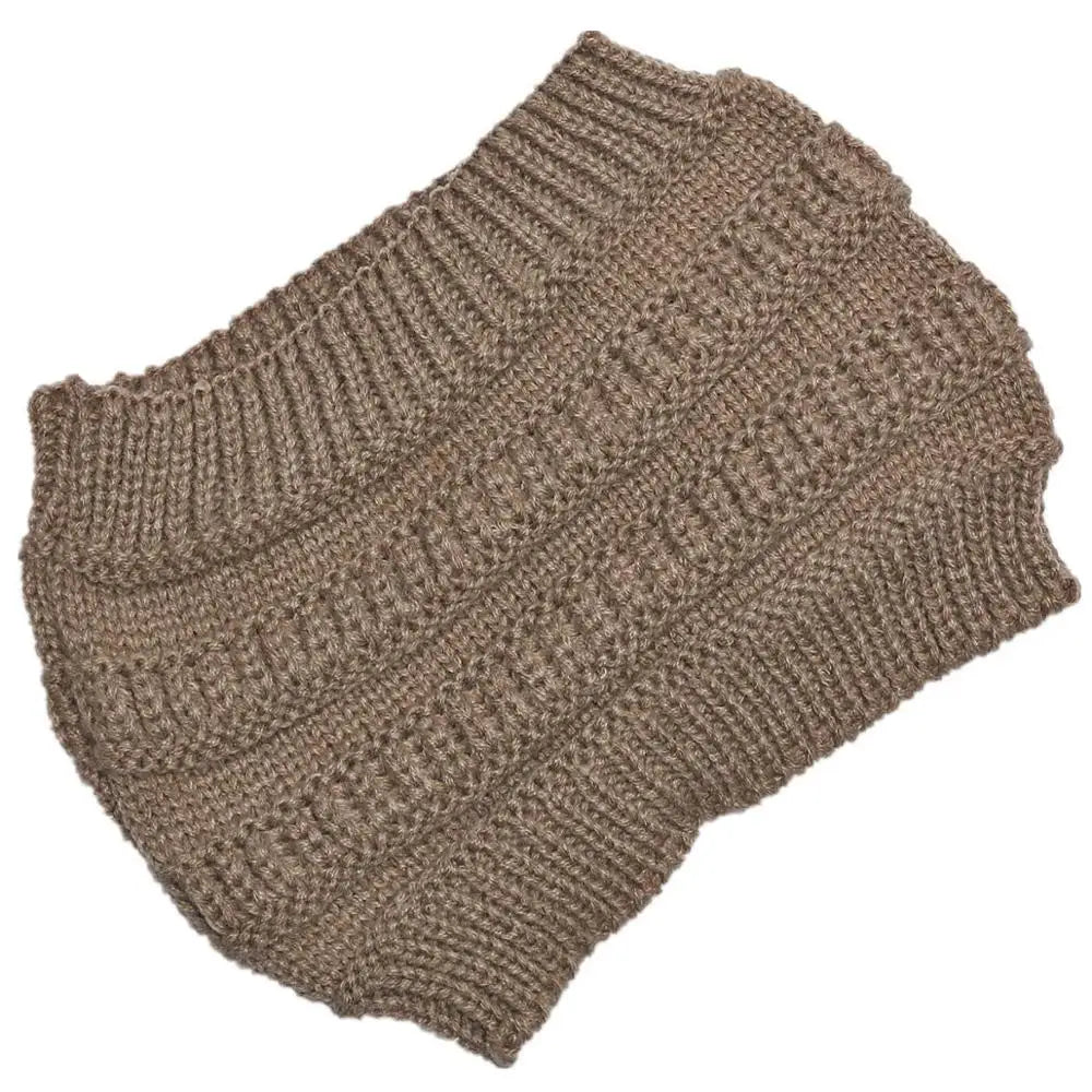 New Women Autumn Winter Ponytail Beanie Hat Solid Color Lady Stretch Knitted Crochet Beanies Hat Cap For Women