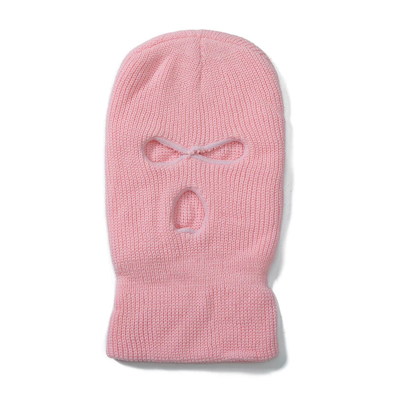 Hot Sale Unisex Balaclava Full Cover Style Ski Mask Hat 3 Holes Winter Hat Tactical Windproof Ribbed Knit Beanie Winter Warm Cap
