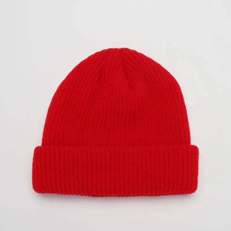 Hats For Women Black Beanie Knitted Hat Winter Men's Hats Women Beanies For Ladies Skullcap Solid Cap Retro Brimless Baggy