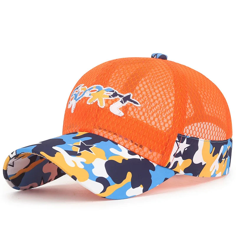 New Cool Mesh Children Kids Camouflage Baseball Cap Summer Breathable Snapback Hat Outdoor Sport Sun Cap Hat For Boy Girl