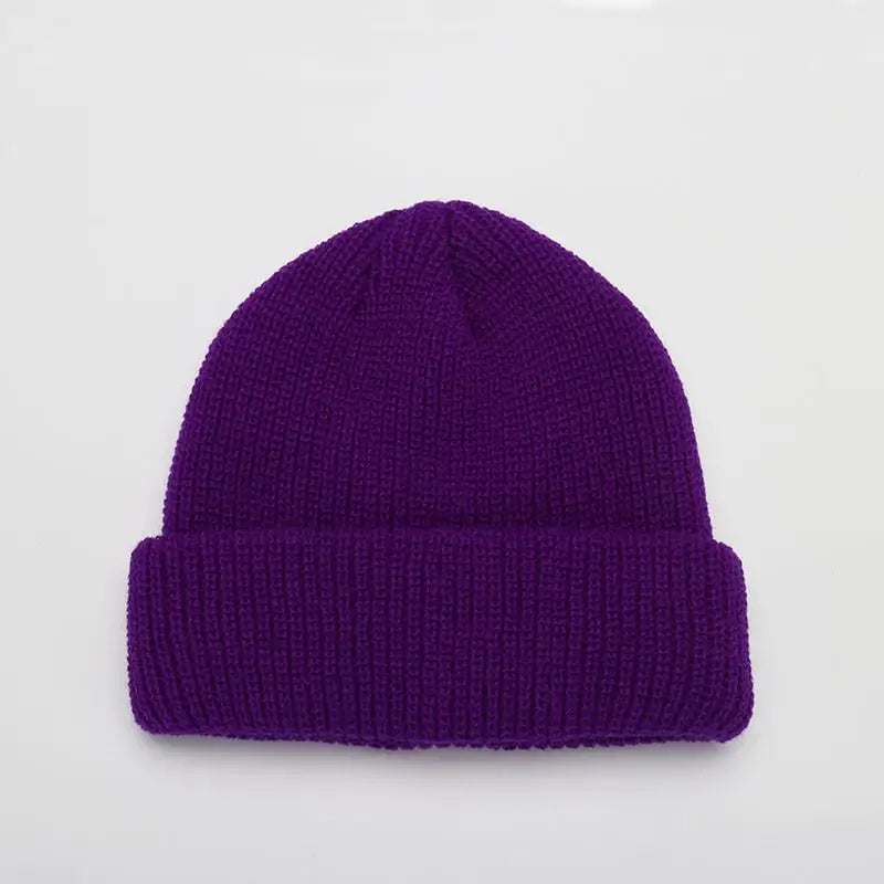 Hats For Women Black Beanie Knitted Hat Winter Men's Hats Women Beanies For Ladies Skullcap Solid Cap Retro Brimless Baggy