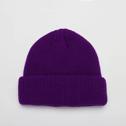 Hats For Women Black Beanie Knitted Hat Winter Men's Hats Women Beanies For Ladies Skullcap Solid Cap Retro Brimless Baggy