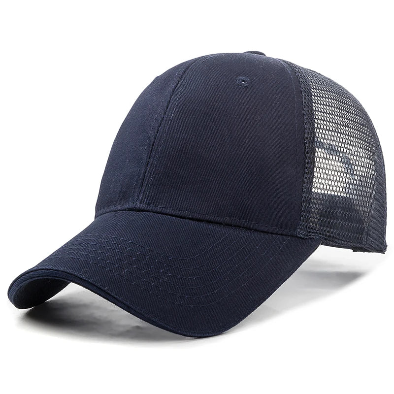 Unisex Mesh Cap Casual Plain Cotton Baseball Cap Adjustable Summer Trucker Hats For Women Men