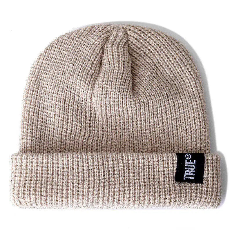 Hot Sale Daily SHORT Beanie Hat Unisex Sailor Style Winter Hat Men Women Ribbed Knitted Melon Cap True Letter Baggy Hat