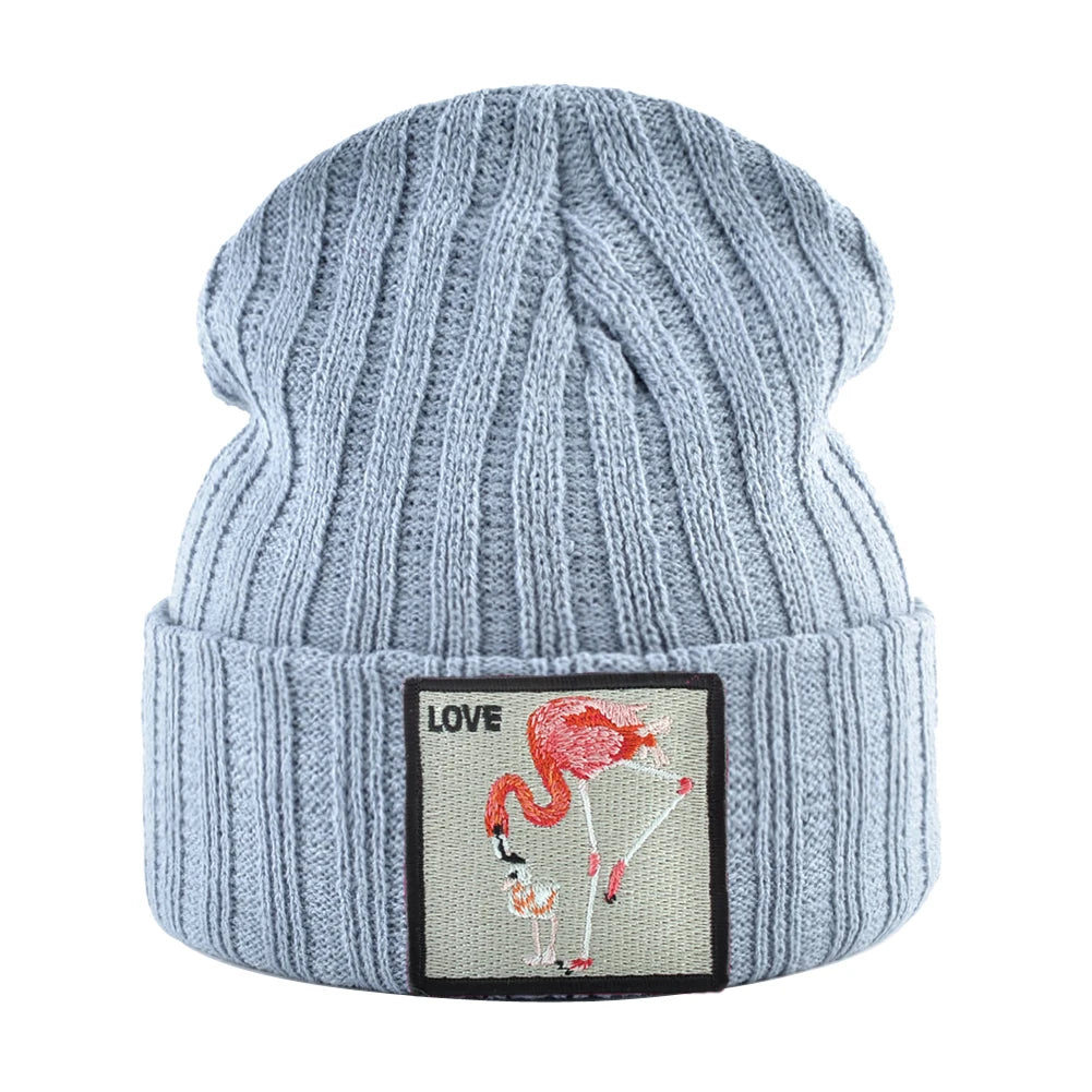Skullies Beanies Women Autumn Winter Streetwear Knit Beanies Hat Men Knitted Solid Color Bonnet Gorras With Embroidery Patch Cap