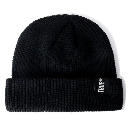 Hot Sale Daily SHORT Beanie Hat Unisex Sailor Style Winter Hat Men Women Ribbed Knitted Melon Cap True Letter Baggy Hat