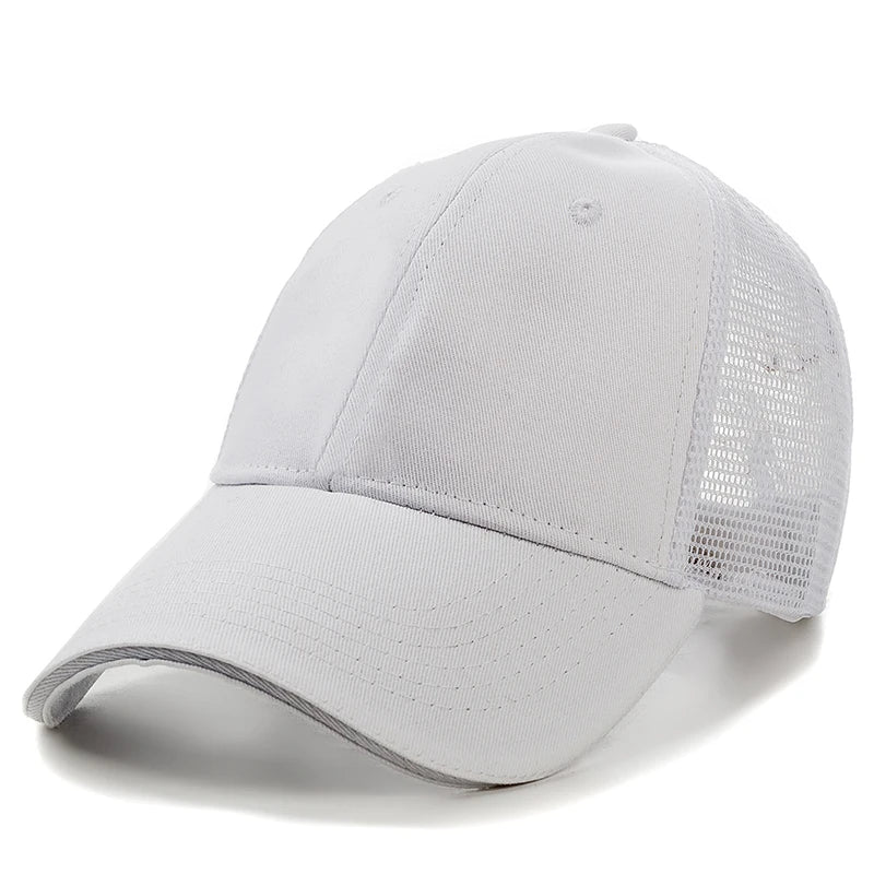 Unisex Mesh Cap Casual Plain Cotton Baseball Cap Adjustable Summer Trucker Hats For Women Men