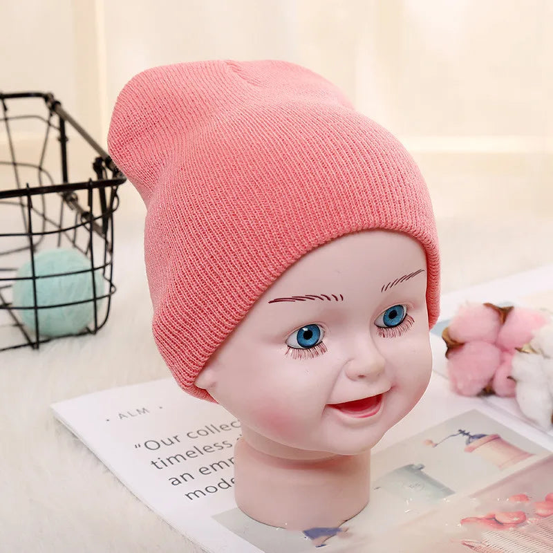 Kids Baby Solid Color Warm Soft Beanies Cap Hat Spring Autumn Winter Newborn Toddler Infant Knitted Cap Hat For Boy Girl