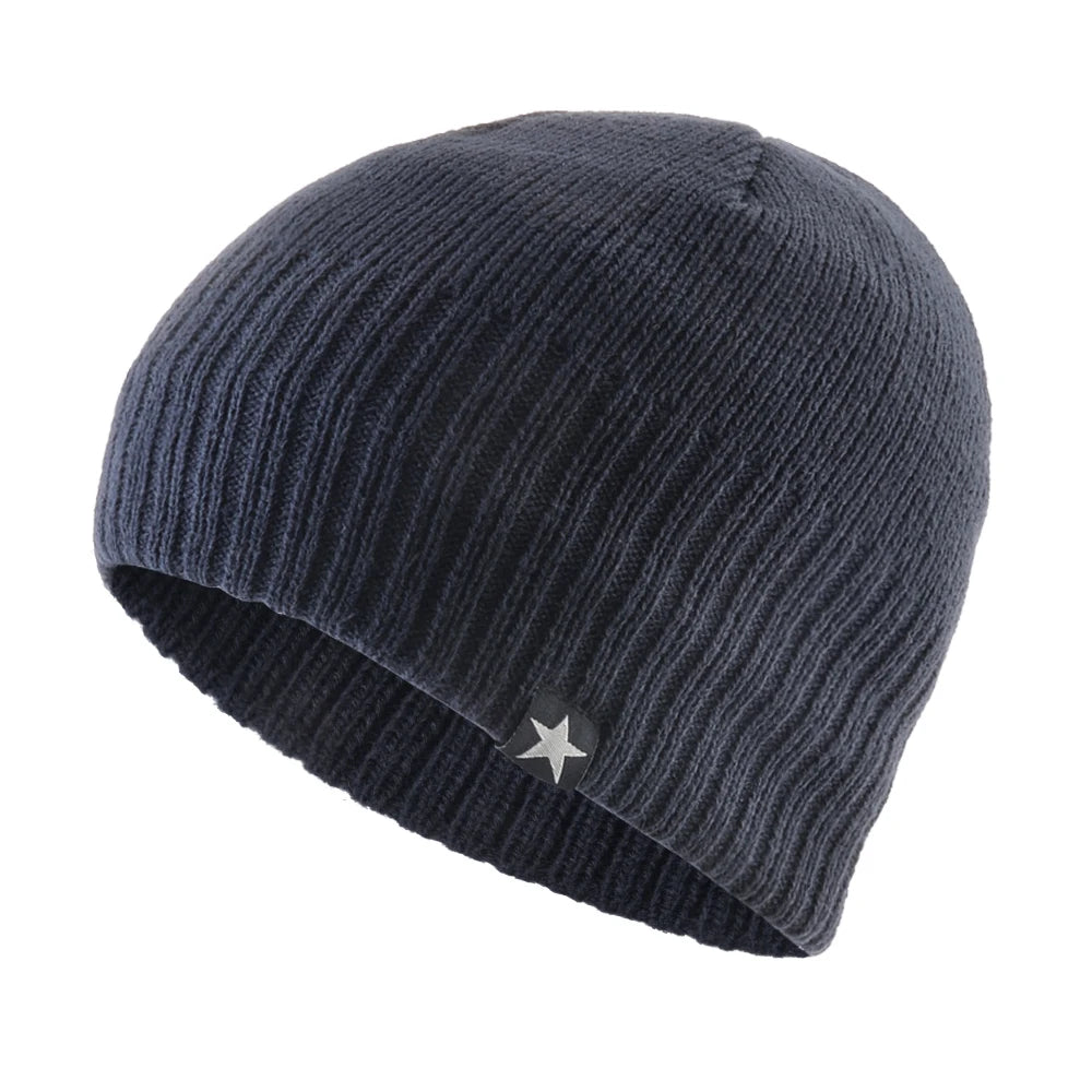 Men's Skullies Beanies Knitted Wool Hats Men Winter Knitting Thick Beanie Hat Double Layer Solid Color Velvet Warm Bonnet Cap