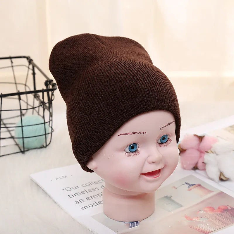 Kids Baby Solid Color Warm Soft Beanies Cap Hat Spring Autumn Winter Newborn Toddler Infant Knitted Cap Hat For Boy Girl