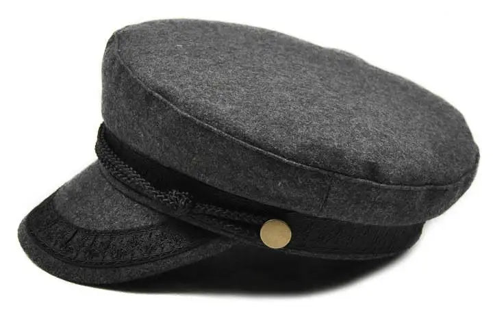 Military Hat Black Hats For Women Ladies Military Flat Top Hat Cap Female Gorras Woman British Style Navy Gray