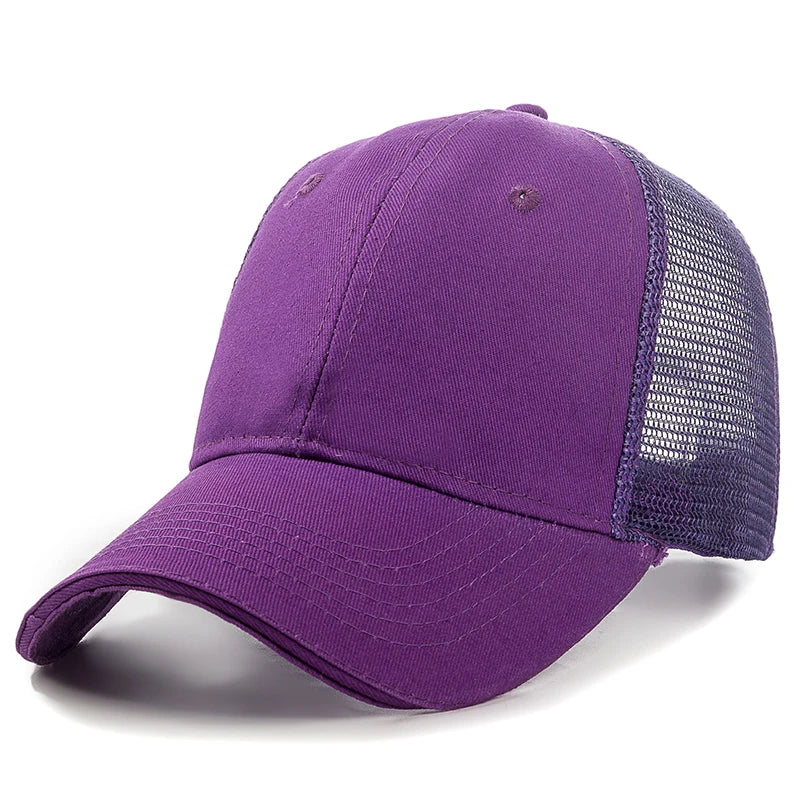 Unisex Mesh Cap Casual Plain Cotton Baseball Cap Adjustable Summer Trucker Hats For Women Men