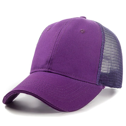 Unisex Mesh Cap Casual Plain Cotton Baseball Cap Adjustable Summer Trucker Hats For Women Men
