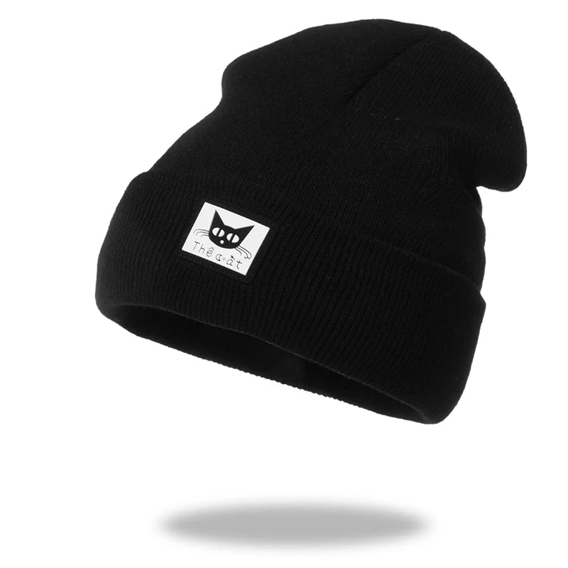 New Women Men Knitted Beanie Hat Cap Autumn Winter Male Lady Casual Embroidered Boy Girl Cap Hat For Women Men