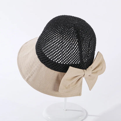 COKK Summer Hats For Women Knitted Breathable Foldable Sun Hat With Bow Sun Protection Sunshade Korean Beach Hat Cap Travel New