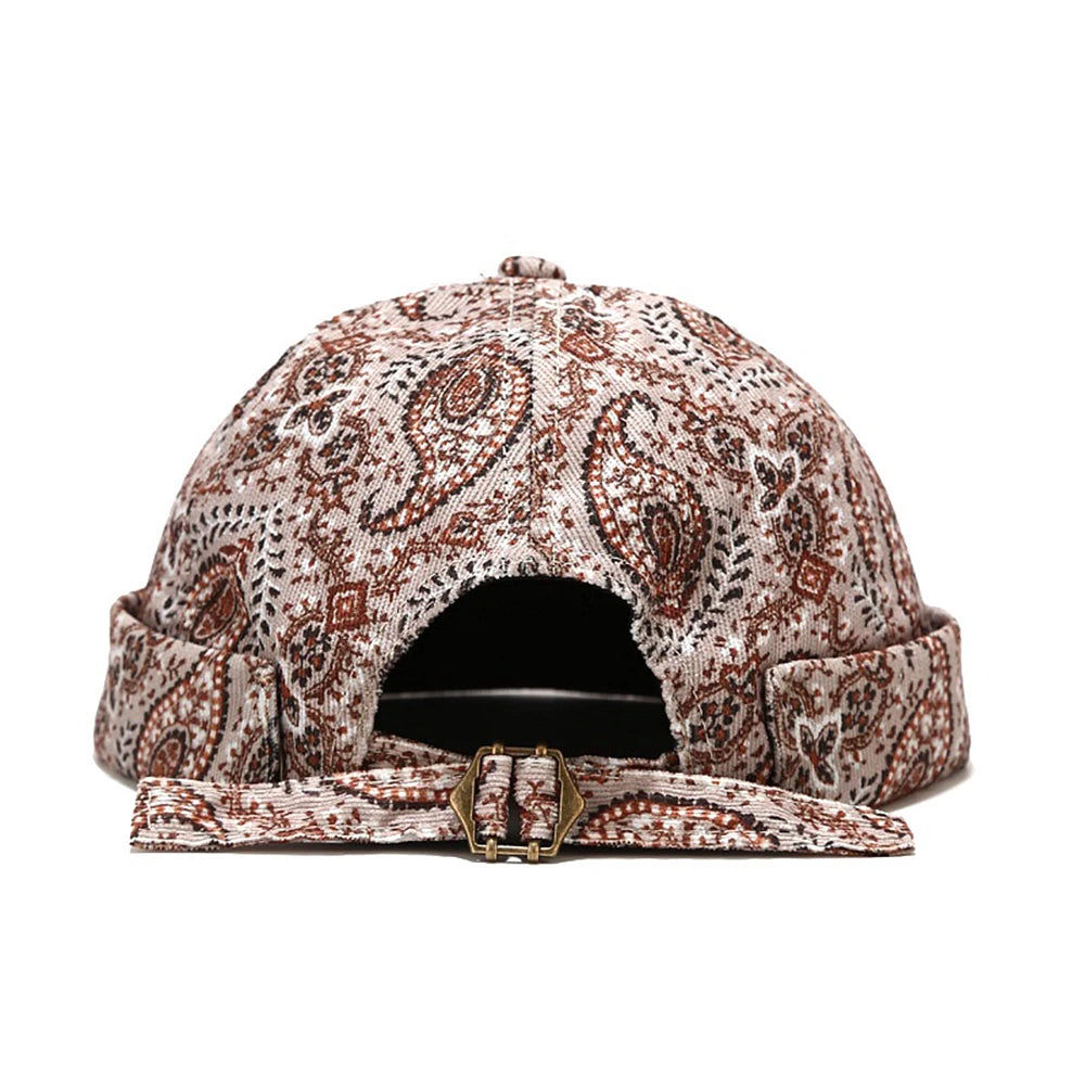Unisex Brimless Cotton Docker Cap – Vintage Bohemian Adjustable Hip Hop Beanie Hat