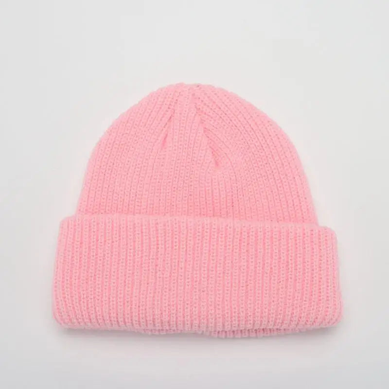 Hats For Women Black Beanie Knitted Hat Winter Men's Hats Women Beanies For Ladies Skullcap Solid Cap Retro Brimless Baggy