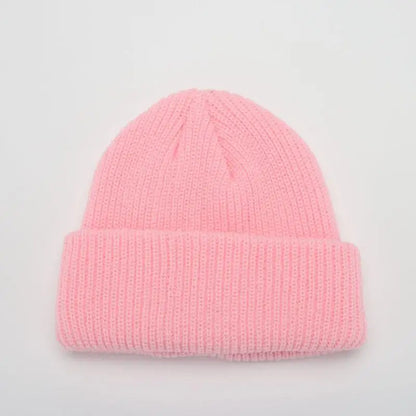 Hats For Women Black Beanie Knitted Hat Winter Men's Hats Women Beanies For Ladies Skullcap Solid Cap Retro Brimless Baggy