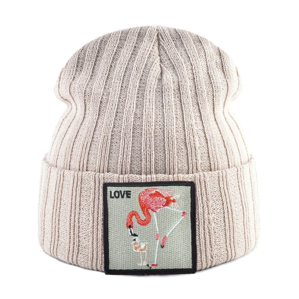 Skullies Beanies Women Autumn Winter Streetwear Knit Beanies Hat Men Knitted Solid Color Bonnet Gorras With Embroidery Patch Cap