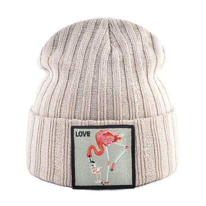 Skullies Beanies Women Autumn Winter Streetwear Knit Beanies Hat Men Knitted Solid Color Bonnet Gorras With Embroidery Patch Cap