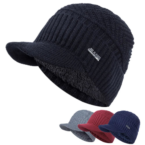 Unisex Warm Winter Hats Stylish Add Fur Lined Soft Beanie Cap With Brim Thick Winter Knitted Hats For Men & Women Dropshipping