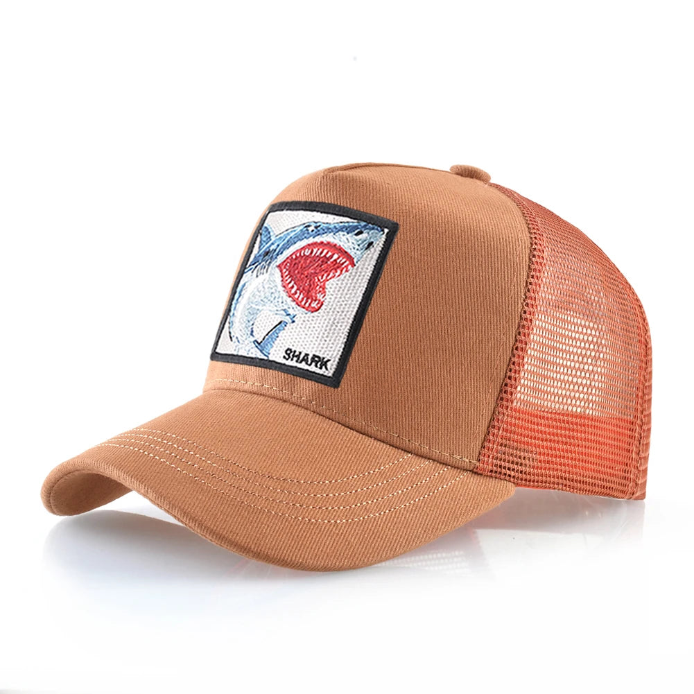 Trucker Caps Men Women Streetwear Hip Hop Baseball Cap With Shark Embroidery Patch Snapback Drake Bones Casquette Four Seasons