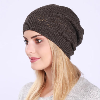 Fashion New Women Beanies Skullies Hat Cap Lady Spring Autumn Winter Solid Knitted Hollow Out Casual Bone Soft Cap Hat For Women