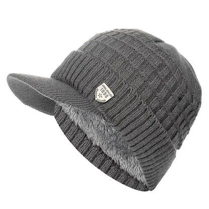 Unisex Keep Warm Hat Stylish Winter Hats For Men Add Fur Lined Soft Beanie Cap With Brim 1998 Label Thick Knitted Hat For Women