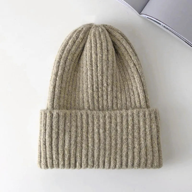 New Candy Colors Winter Hat Women Knitted Hat Warm Soft Trendy Hat Kpop Style Wool Beanie Elegant All-match Hat
