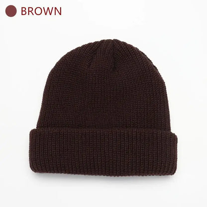 Hats For Women Black Beanie Knitted Hat Winter Men's Hats Women Beanies For Ladies Skullcap Solid Cap Retro Brimless Baggy