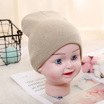 Kids Baby Solid Color Warm Soft Beanies Cap Hat Spring Autumn Winter Newborn Toddler Infant Knitted Cap Hat For Boy Girl