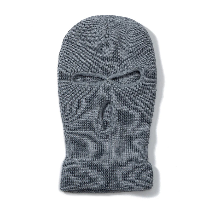 Hot Sale Unisex Balaclava Full Cover Style Ski Mask Hat 3 Holes Winter Hat Tactical Windproof Ribbed Knit Beanie Winter Warm Cap