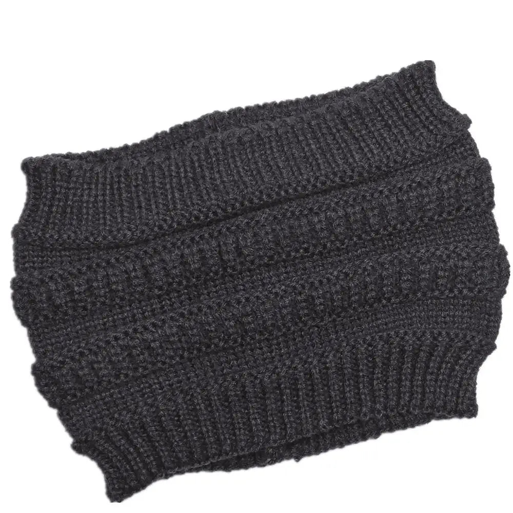 New Women Autumn Winter Ponytail Beanie Hat Solid Color Lady Stretch Knitted Crochet Beanies Hat Cap For Women