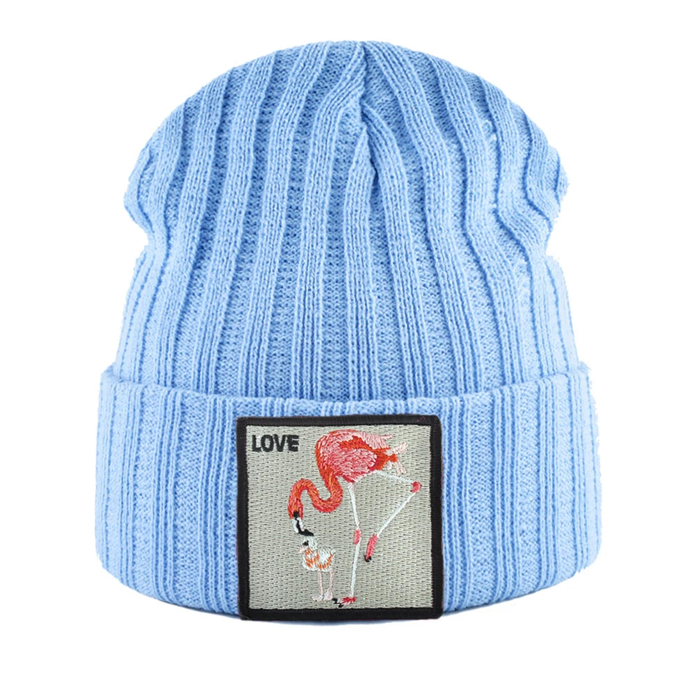 Skullies Beanies Women Autumn Winter Streetwear Knit Beanies Hat Men Knitted Solid Color Bonnet Gorras With Embroidery Patch Cap