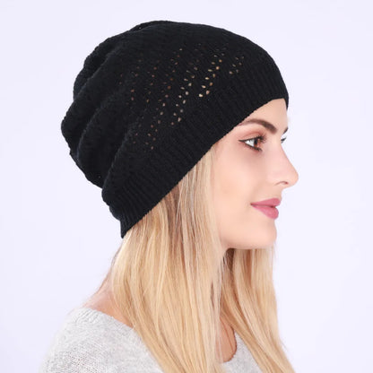 Fashion New Women Beanies Skullies Hat Cap Lady Spring Autumn Winter Solid Knitted Hollow Out Casual Bone Soft Cap Hat For Women