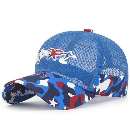 New Cool Mesh Children Kids Camouflage Baseball Cap Summer Breathable Snapback Hat Outdoor Sport Sun Cap Hat For Boy Girl