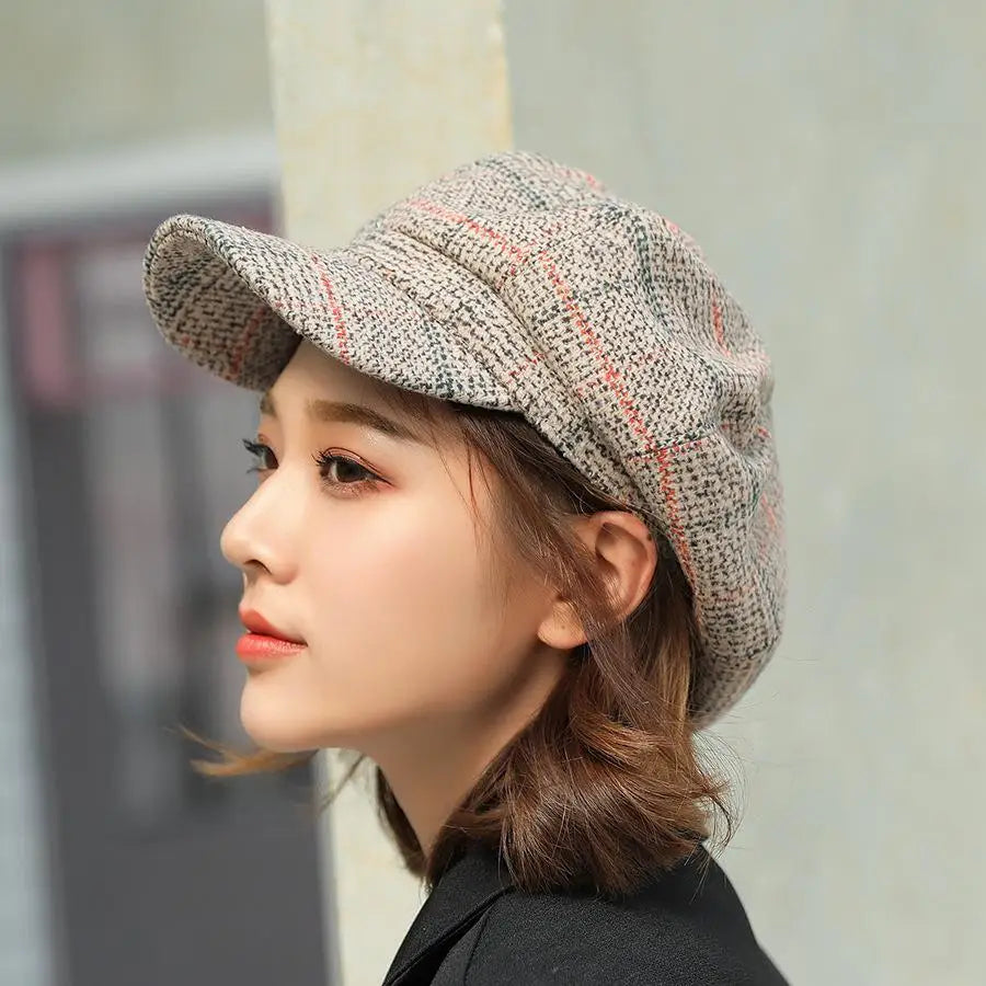 Autumn Winter Newsboy Cap Fashion Hats for Women Female Winter Painter Cap Visor Travel Beret Thick Warm Vintage Bonnet