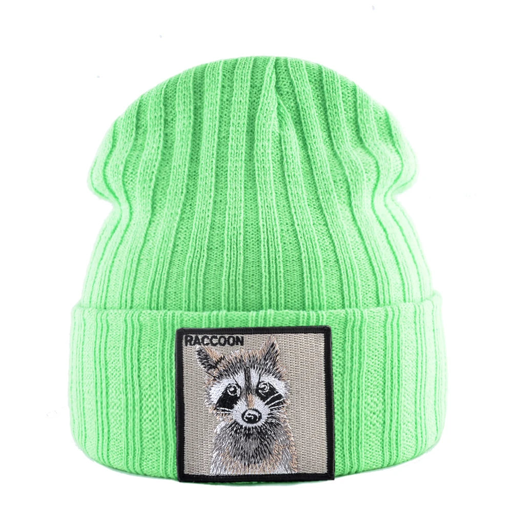 Knitted Beanies Hat Men Women Streetwear Hip Hop Skullies Beanies With Patch Boys Girls Knitting Solid Color Bonnet Hats Cap