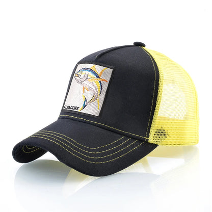 Breathable Mesh Baseball Cap Women Fashion Trucker Caps With Albacore Patch Men's Hip Hop Baseball Hat Snapback Bone Casquette