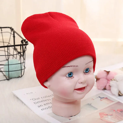 Kids Baby Solid Color Warm Soft Beanies Cap Hat Spring Autumn Winter Newborn Toddler Infant Knitted Cap Hat For Boy Girl