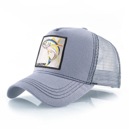 Breathable Mesh Baseball Cap Women Fashion Trucker Caps With Albacore Patch Men's Hip Hop Baseball Hat Snapback Bone Casquette