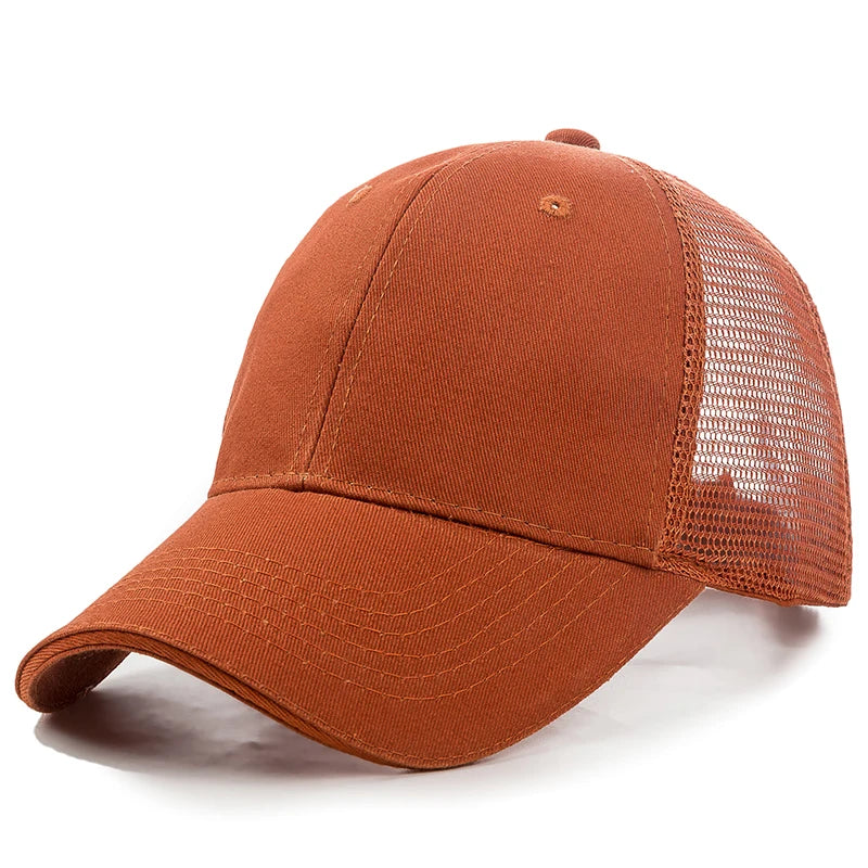 Unisex Mesh Cap Casual Plain Cotton Baseball Cap Adjustable Summer Trucker Hats For Women Men