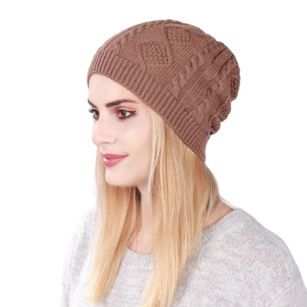 New Cool Women Warm Soft Beanies Hat Cap Lady Apring Autumn Winter Solid Geometric Knitted Casual Bone Cap Hat For Women