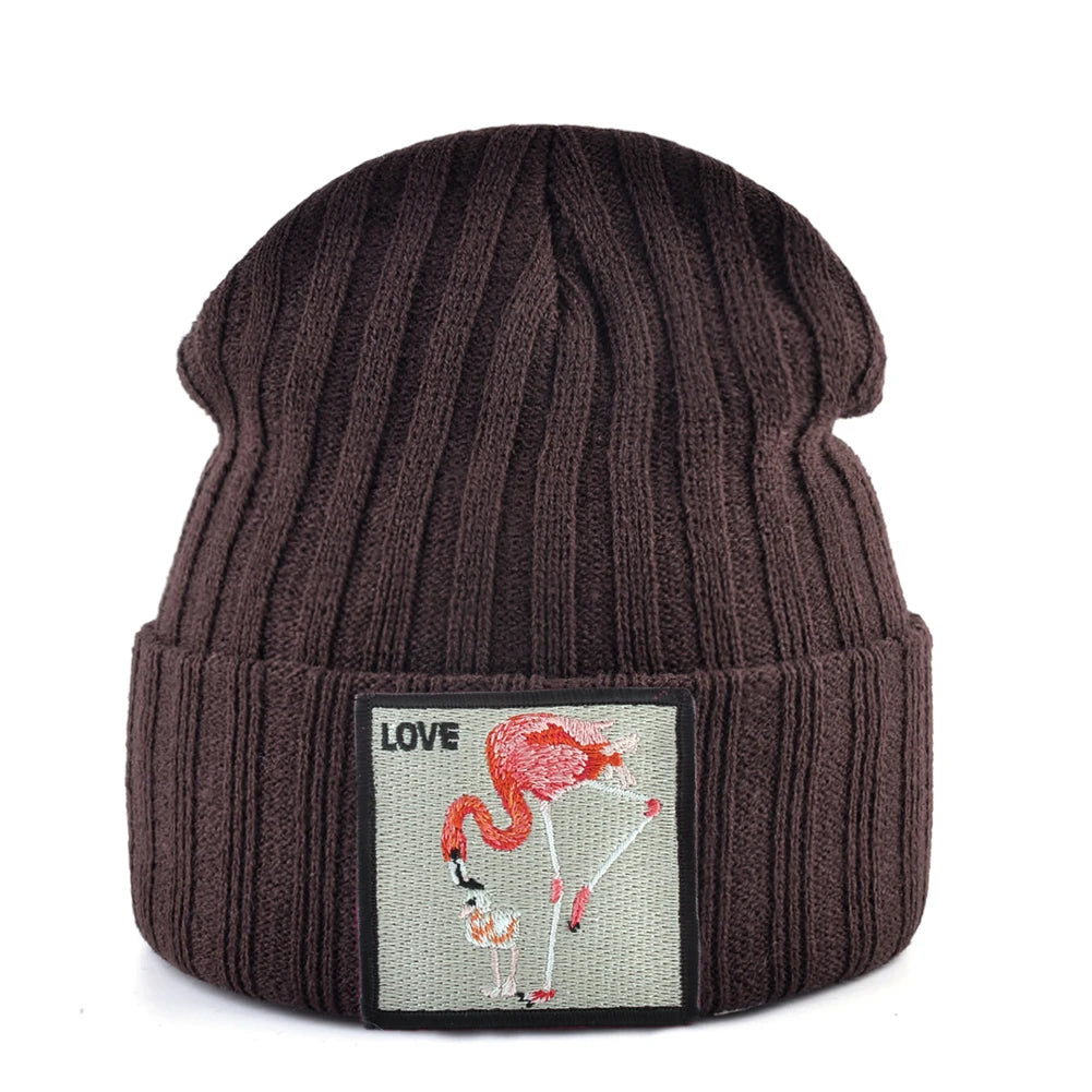 Skullies Beanies Women Autumn Winter Streetwear Knit Beanies Hat Men Knitted Solid Color Bonnet Gorras With Embroidery Patch Cap