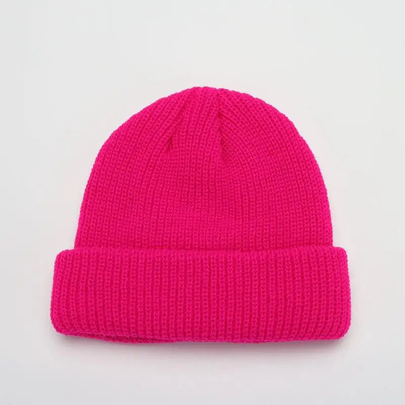 Hats For Women Black Beanie Knitted Hat Winter Men's Hats Women Beanies For Ladies Skullcap Solid Cap Retro Brimless Baggy