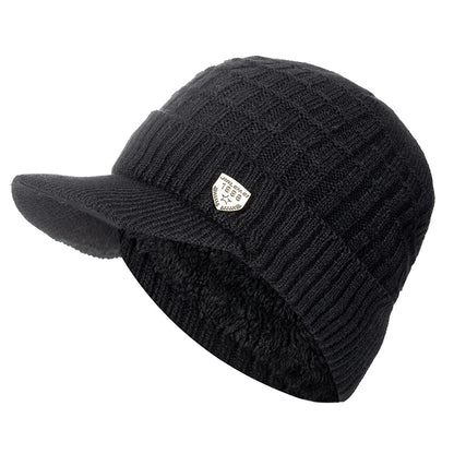 Unisex Keep Warm Hat Stylish Winter Hats For Men Add Fur Lined Soft Beanie Cap With Brim 1998 Label Thick Knitted Hat For Women